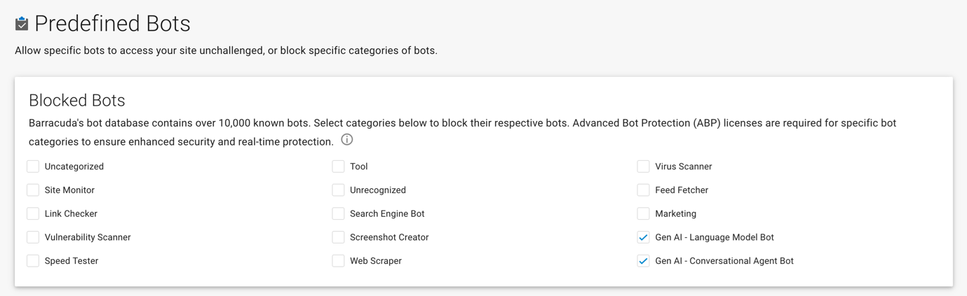 Single Click Bot Protection against pre-defined bots