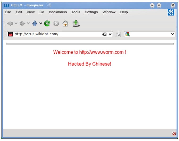 Screenshot di una pagina web compromessa da Code Red