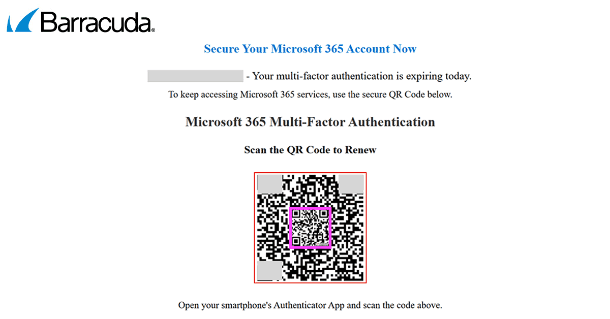 Esempio di un codice QR nidificato utilizzato in un attacco di phishing
