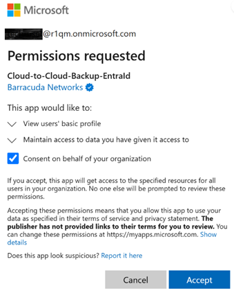 Barracuda Entra ID Backup Premium – Concessione delle autorizzazioni