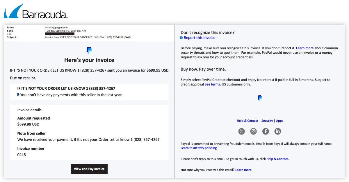 Fake PayPal notification scam