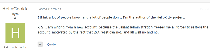 HelloGookie announces himself on the forums