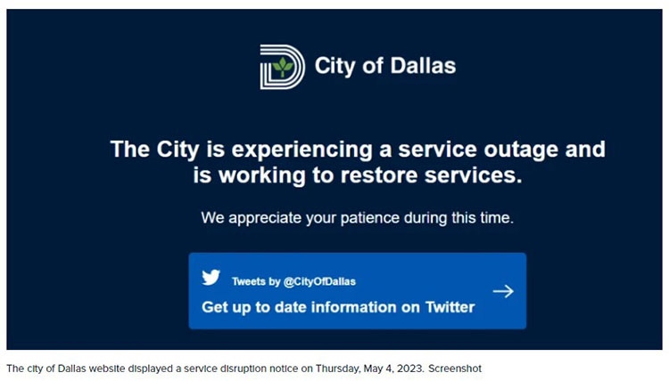 City of Dallas service disruption notice