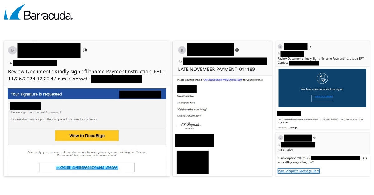 Tycoon 2FA phishing email examples