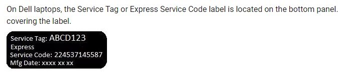 Dell service tag information