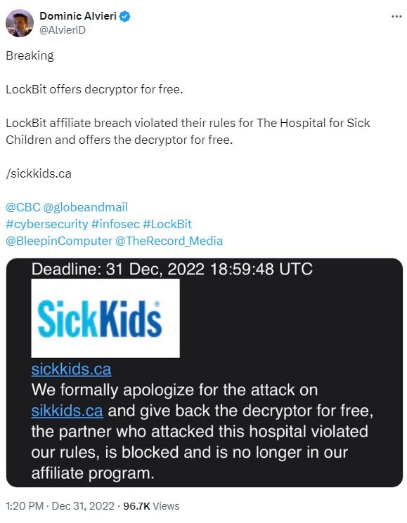 LockBit apology
