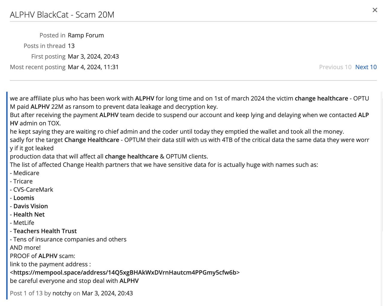 ALPHV scams affiliate notchy