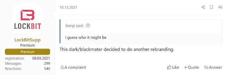 LockBit rep exposing DarkSide to BlackCat rebrand (BleepingComputer)
