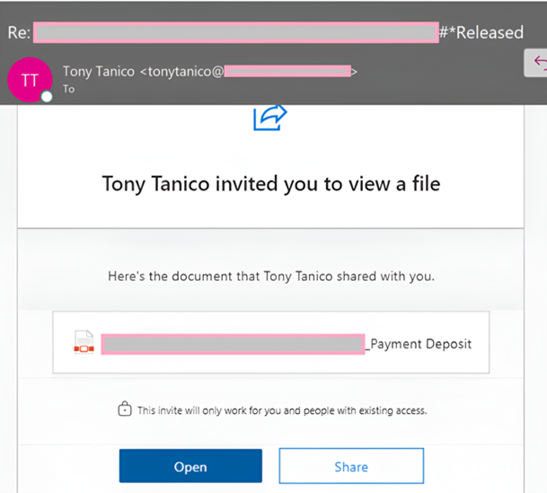 malicious file sharing invitation