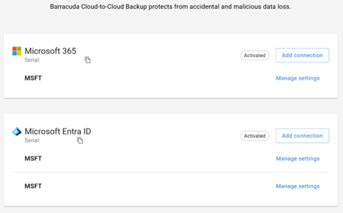 Barracuda Entra ID Backup Premium – Connessione del tenant