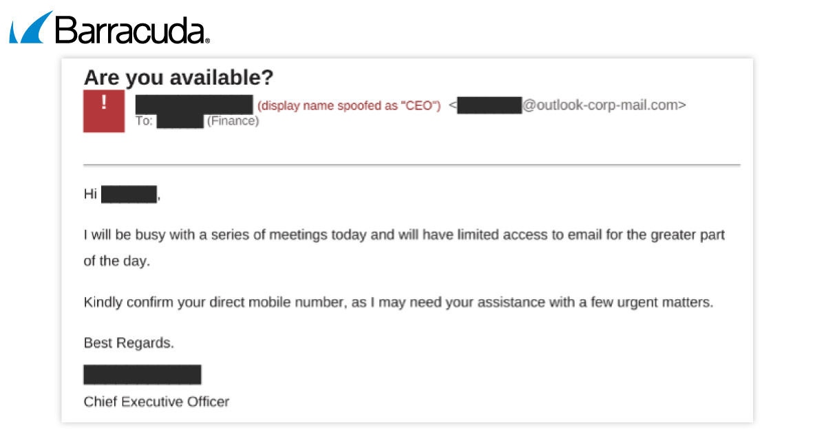 A clean, payload-free note impersonating the CEO. 