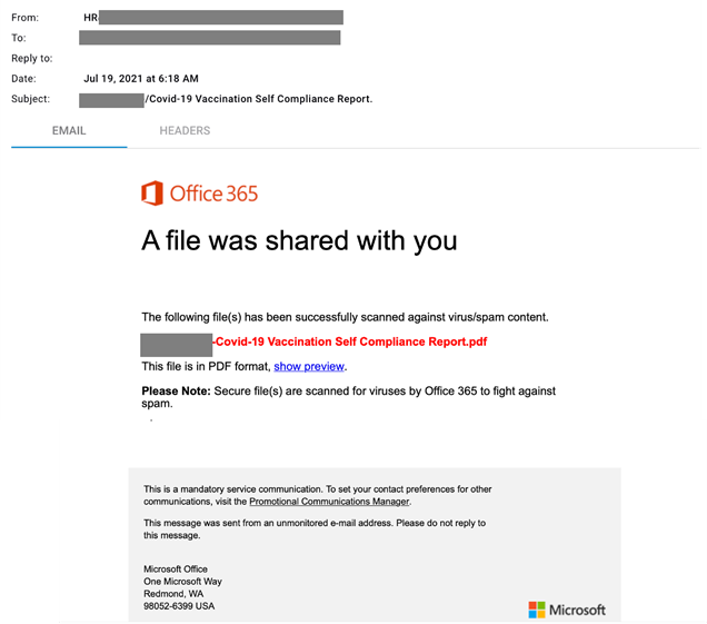 COVID phishing